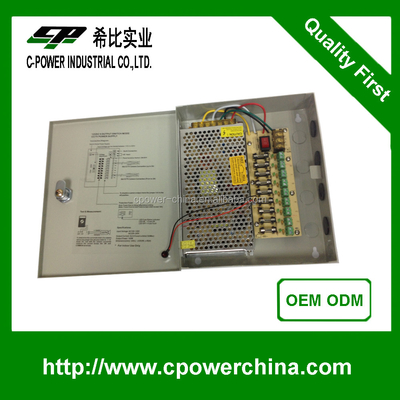 출력 전류 10A CCTV 보안 카메라 전원 공급 상자 분배 12V 9CH 18CH 포트