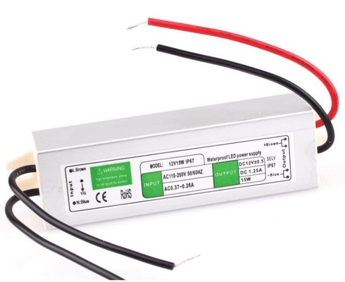 LED 스트립 단일 출력 12V 24V DC 트랜스포머에 대한 15W 방수 전원 공급 드라이버