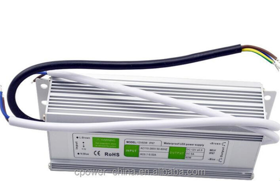 단일 출력 60W 5A IP67 방수 LED 전원 공급 12V AC/DC 86% 효율