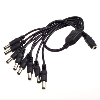 1 남성에서 8 여성 듀얼 스플리터 케이블 5.5mm/2.1mm CCTV 카메라 DC 전력 CE 승인