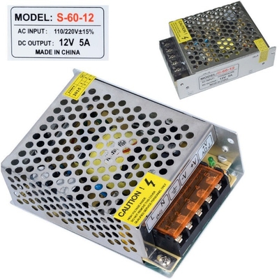 단일 출력 유형 AC110V/220V DC 5V 12A 12V 5A 24V 3A 전원 공급 88% 효율성