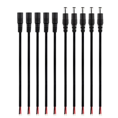 18 AWG DC 전원 피그테일 케이블 2.1mm x 5.5mm 배럴 플러그 와이어 220-240V를위한 남성 여성