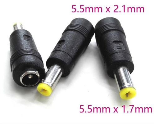DC 전원 플러그 5.5x1.7mm 남성 5.5x2.1mm 여성 잭 커넥터에 대한 검은 어댑터