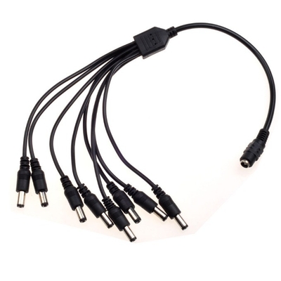 12v dc 8 채널 전력 케이블 스플리터 1 여자 8 남자 검은 CCTV 보안 시스템 카메라