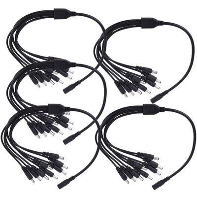 12v dc 8 채널 전력 케이블 스플리터 1 여자 8 남자 검은 CCTV 보안 시스템 카메라