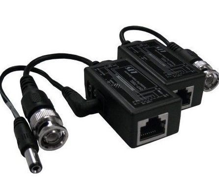 블랙 CCTV BNC에서 RJ45 비디오 발롱 DC 전력 확장기 이더넷 Cat5/6 케이블