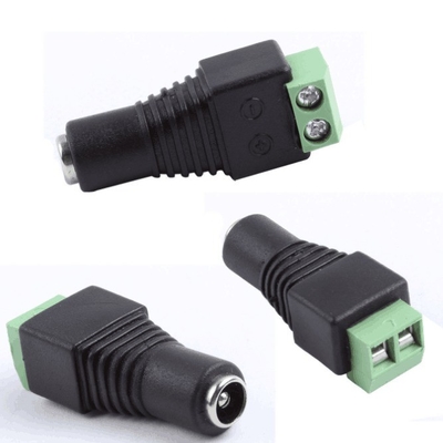 검은색과 녹색 DC 전원 스크루 단말기 여성 2.1x5.5mm 잭 커넥터 CCTV 카메라 와이어에 대한 어댑터