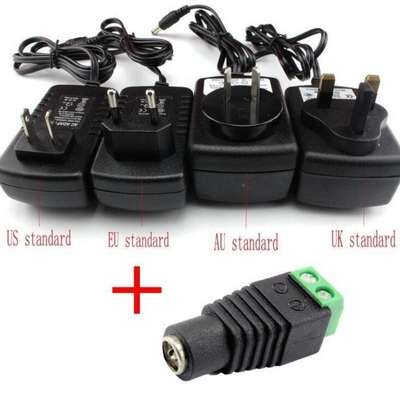 검은색과 녹색 DC 전원 스크루 단말기 여성 2.1x5.5mm 잭 커넥터 CCTV 카메라 와이어에 대한 어댑터