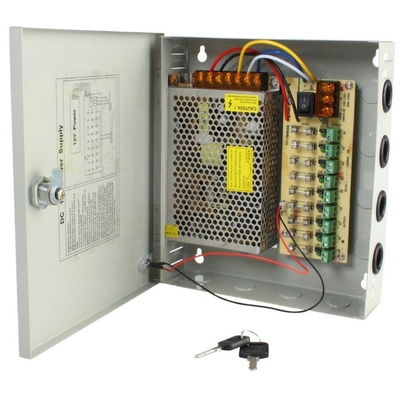 CCTV 전원 공급 유통 상자 12V DC 9 채널 CCTV 카메라용 고출력 10Amp